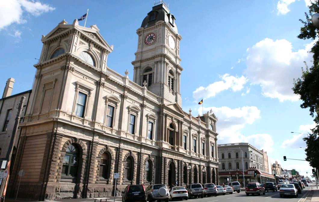 Iconic clock tower building in Ballarat