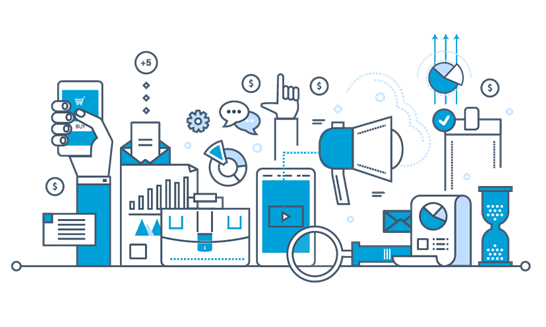 variety of images depicting the use of devices, digital transformation, and business continuity