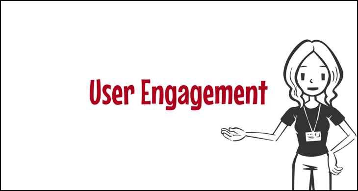 Cartoon woman presenting a video - Driving User Engagement with Policy Management as a Service