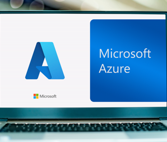 A laptop displaying the Microsoft Azure logo