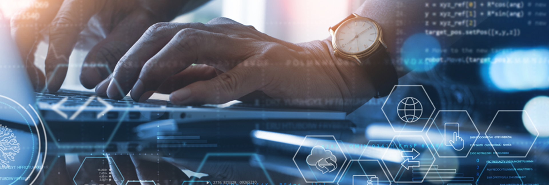 A mans hands typing on a laptop keyboard conducting a pen test