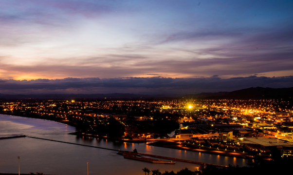 Evening arial view of Gisborne